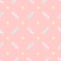 Simple seamless pattern with repeating zigzags and circles drawn by hand. Sketch, doodle. Royalty Free Stock Photo