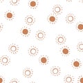 Simple seamless pattern of the sun. Minimalistic modern abstract pattern. Vector illustration for a minimalistic design. Modern el