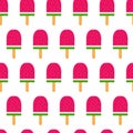 Simple seamless pattern with watermelon ice cream in retro style. Vector illustration. Summer theme. Royalty Free Stock Photo