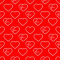 simple seamless pattern of white hearts on a red background Royalty Free Stock Photo