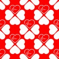 simple seamless pattern of white hearts on a red background, texture Royalty Free Stock Photo