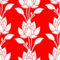 simple seamless red and white floral pattern, texture Royalty Free Stock Photo
