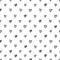 Simple seamless vector pattern of abstract hand-drawn hearts on a white background