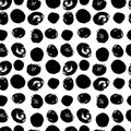 Simple seamless vector pattern of dots, strokes, spots, strokes. Hand drawn illustration, dry brush. Scandinavian style, wallpaper