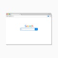 Simple search internet browser window isolated on white background. Browser with search bar field and search button. Blank