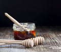 simple and self-made ladle honey spoon is made of wood