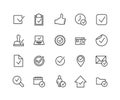 Simple Set of Approve Related Vector Line Icons. Contains such Icons as Thumbs up, Stamp, Check List and more. Editable