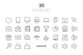 Simple Set of Basic Interface Related Color Vector Line Icons. C
