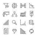 Simple set of big data related outline icons. Royalty Free Stock Photo