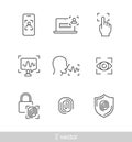 Simple Set of Biometric Related Vector Line Icons