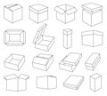 Simple set of box and crates related vector icons for your design. Coloring isometric boxes.