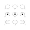 Simple set of bubble talk chat line icons for online communication. Vector outline oval bubble talk icons Royalty Free Stock Photo