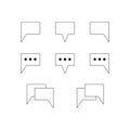 Simple set of bubble talk chat line icons. Vector outline rectangle bubble talk icons and double chat clouds Royalty Free Stock Photo