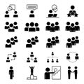 Simple Set of Business People. Contains such Icons as Meeting, Business Communication, Teamwork, connection, speaking and more.