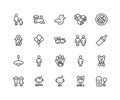 Simple Set of Children Care Related Vector Line Icons. Contains such Icons as Balloon, Train, Bear, Duck and more