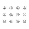 Simple set cloud storage illustration line icon. Contains such icons data synchronization, cloud storage and security of