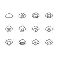 Simple set cloud storage vector line icon. Contains such icons data synchronization, cloud storage and security of photo