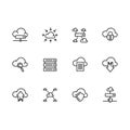 Simple set cloud storage vector line icon. Contains such icons data synchronization, transfer, access, internet Royalty Free Stock Photo