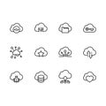 Simple set cloud storage vector line icon. Contains such icons data synchronization, transfer, access, internet Royalty Free Stock Photo