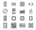 Simple Set of computer component and peripheral Related Vector icon graphic design. Contains such Icons as processor, power supply