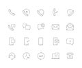 Simple set of Contacts related vector line web icons such as Call us, Message, Mobile and more.