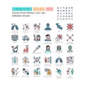 Simple Set of Coronavirus Disease 2019 Covid-19 Filled Outline Icons. such Icons as Symptoms, Infection,Testing, Social Distancing Royalty Free Stock Photo