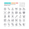 Simple Set of Coronavirus Disease 2019 Covid-19 Line Icons. such Icons as Symptoms, Infection, Laboratory Testing, Social