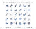 Simple Set of Covid-19, Coronavirus Vaccine Development Line Outline Icons. such Icons as Clinical Research, Antibody, Laboratory