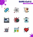 Simple Set of Covid-19 Protection Blue 25 icon pack icon included bacteria, question, cough, online, sick