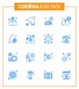 Simple Set of Covid-19 Protection Blue 25 icon pack icon included blood, lungs, sick, protect, hands