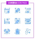 Simple Set of Covid-19 Protection Blue 25 icon pack icon included hands, patient, coronavirus, hospital, viral