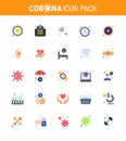 25 Flat Color viral Virus corona icon pack such as timer, seconds, medical, clock, interfac