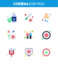 Simple Set of Covid-19 Protection Blue 25 icon pack icon included virus, dropper, allergy, medicine, nose Royalty Free Stock Photo