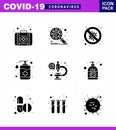 COVID19 corona virus contamination prevention. Blue icon 25 pack such as wash, handcare, bacteria, hand, danger