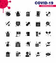 25 Solid Glyph viral Virus corona icon pack such as weight, dumbbell, hospital chart, service, online