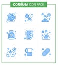 Simple Set of Covid-19 Protection Blue 25 icon pack icon included coffin, medicine, fever, capsule, communication Royalty Free Stock Photo