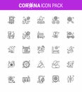 Simple Set of Covid-19 Protection Blue 25 icon pack icon included interfac, devirus, medicine book, scan virus, transmission