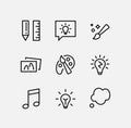 Simple Set of Creativity Related Vector Line Icons. Contains such Icons as Inspiration, Idea, Brain and more. Editable Stroke. 48x