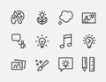 Simple Set of Creativity Related Vector Line Icons. Contains such Icons as Inspiration, Idea, Brain and more. Editable Stroke. 48x