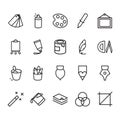 Simple set of creativity tools related to vector color line icons. Royalty Free Stock Photo