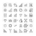 Simple set of data analytics related outline icons. Royalty Free Stock Photo