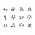 Simple set databases illustration line icon. Contains such icons server software, web, internet, transfer, big data