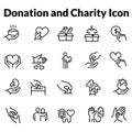 Set of Donations and Charity Related Vector Line Icons Royalty Free Stock Photo