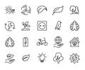 Simple set of ecology related outline icons.