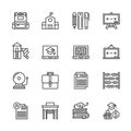 Simple Set of Education Line Icons vector illustration, Outline symbol collection, school, Royalty Free Stock Photo