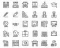 Simple Set of  Education  Line Icons  vector illustration, Outline symbol collection, school, Royalty Free Stock Photo