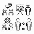 Simple Set of Engineering People Related Vector Line Icons. Contains such Icons as Teamwork, Tech Presentation