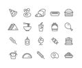 Simple Set of Fast food vector thin line icons Royalty Free Stock Photo