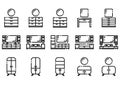 Simple Set of Furniture Cabint Flat Line Icons
