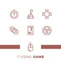 Simple Set of Games Related Vector Line Icons. Contains such Icons as Joystick, Console, Phone, Wheel and more. Royalty Free Stock Photo